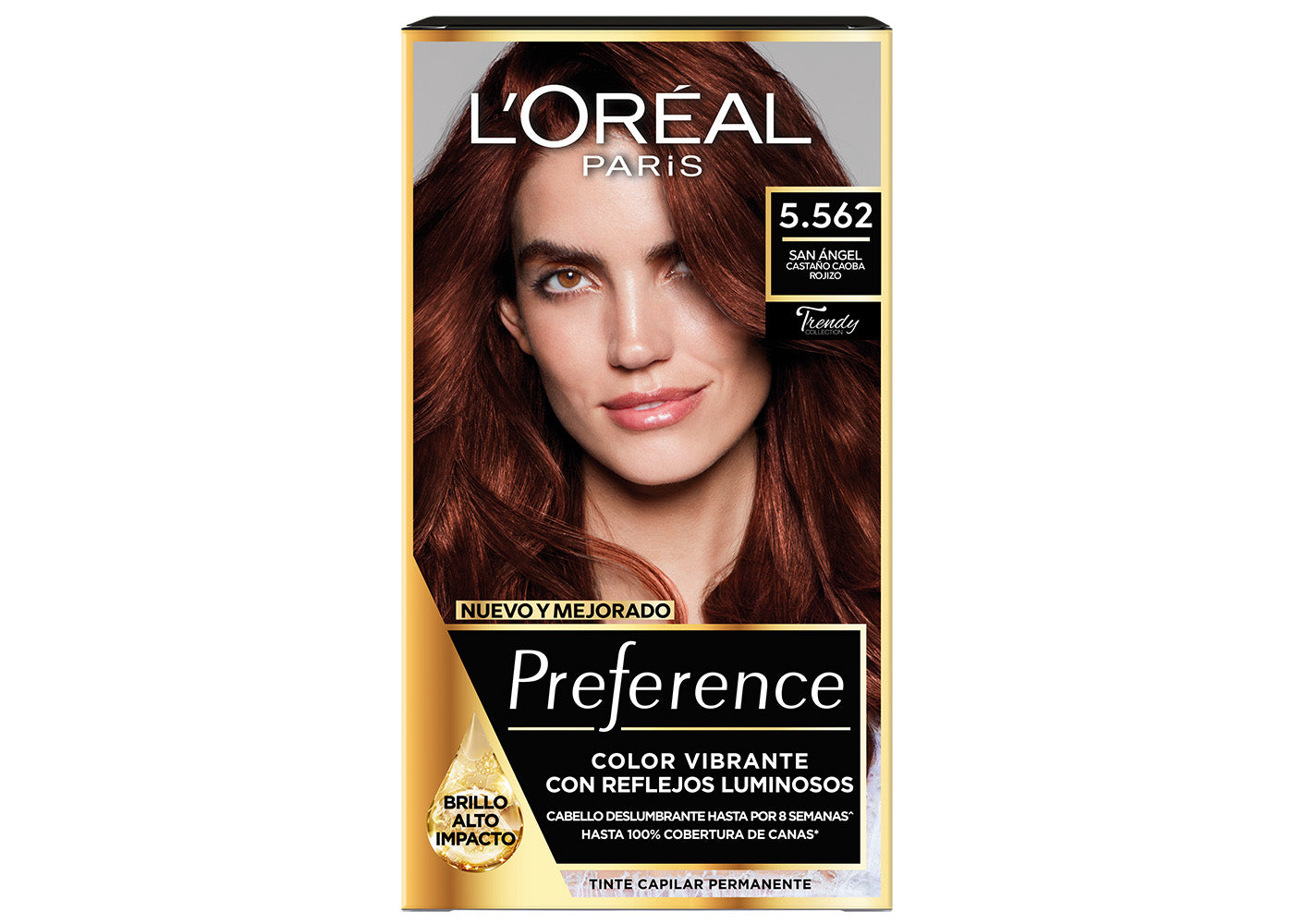 L'Oreal Paris Tinte Capilar Permanente Trendy Collection Preference, 5.562 Castano Claro Caoba Rojizo Violeta, 0.23 g